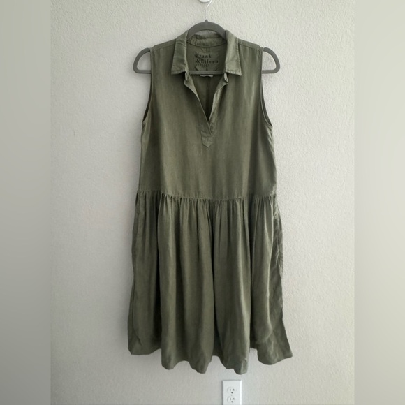 Frank & Eileen DAPHNE Linen Sleeveless Dress in Olive - Picture 4 of 6